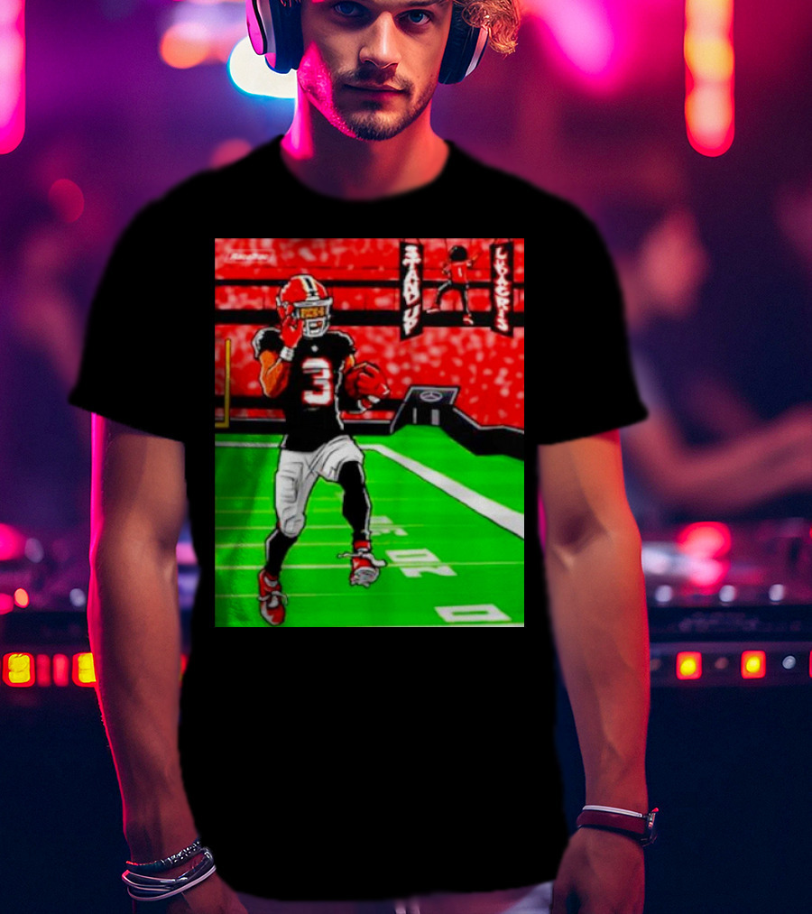 Stand Up Ludacris Football Player Number 3 On Green Field T-Shirt