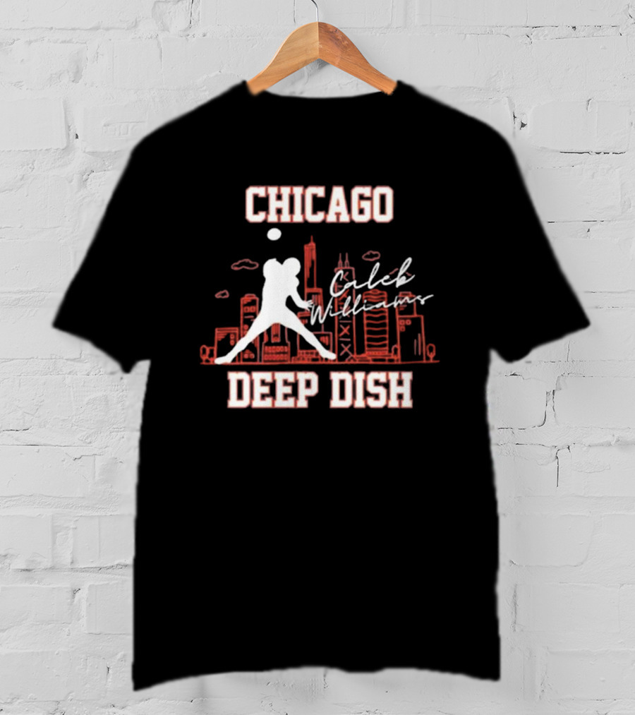 Caleb Williams Chicago Deep Dish Football Skyline T-Shirt