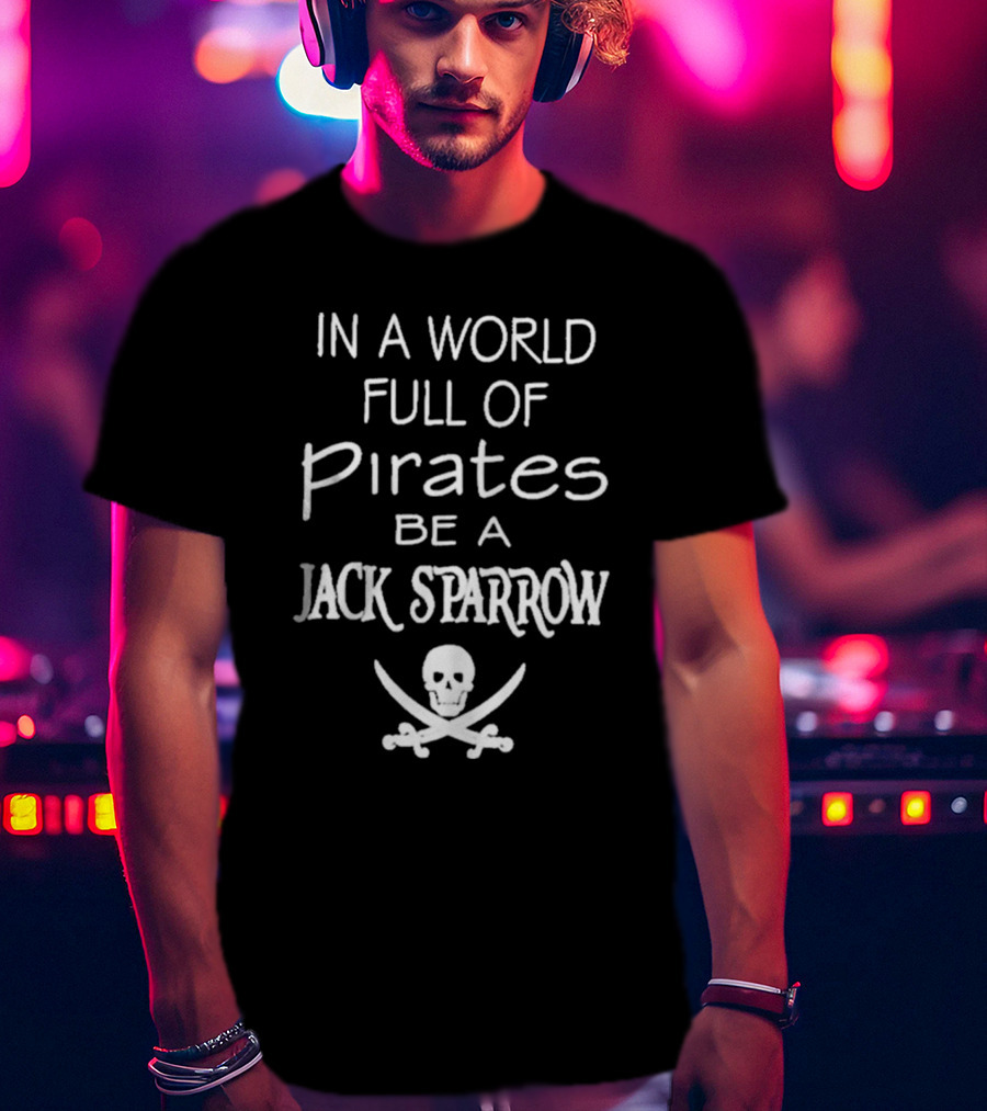 In A World Full Of Pirates Be A Jack Sparrow Skull And Crossbones T-Shirt