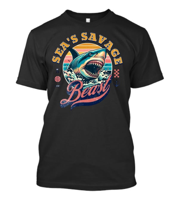 Sea's Savage Beast Angry Shark Y2K T-Shirt