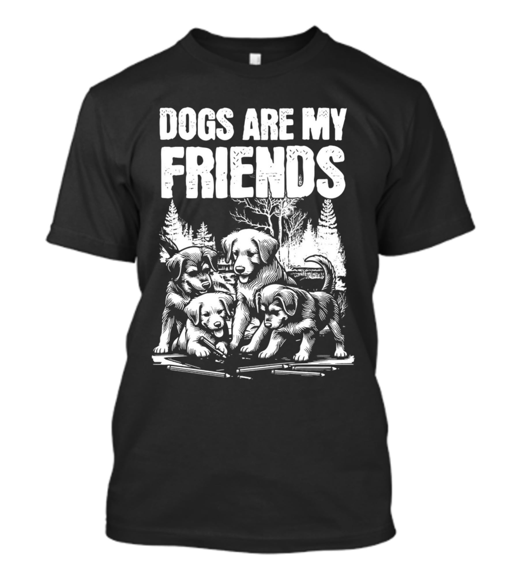 Dogs Are My Friends Puppy Forest Scene T-Shirt