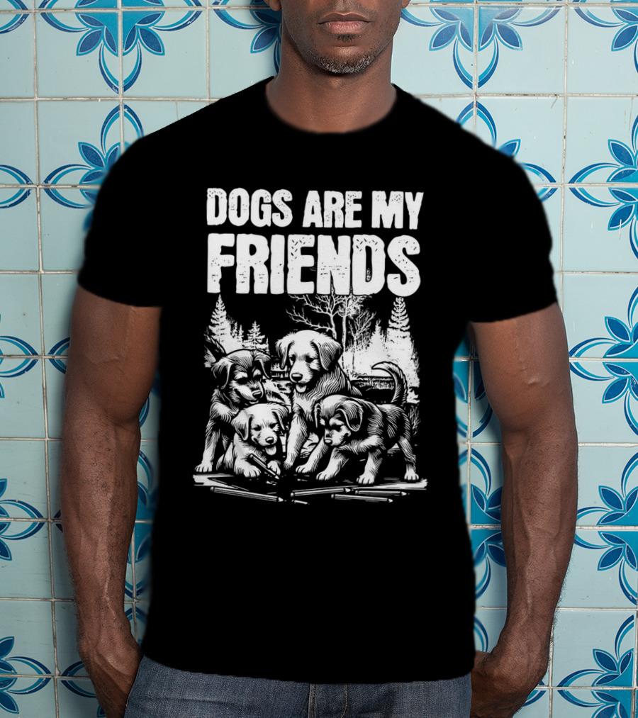 Dogs Are My Friends Puppy Forest Scene T-Shirt