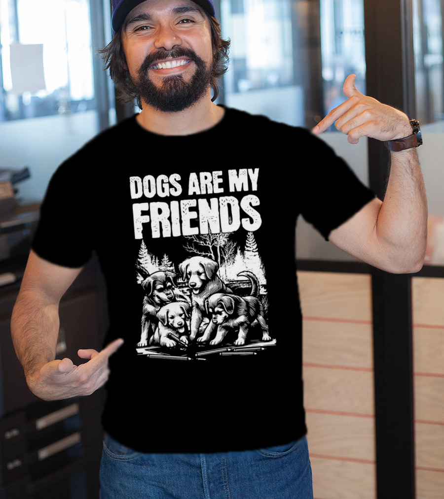 Dogs Are My Friends Puppy Forest Scene T-Shirt