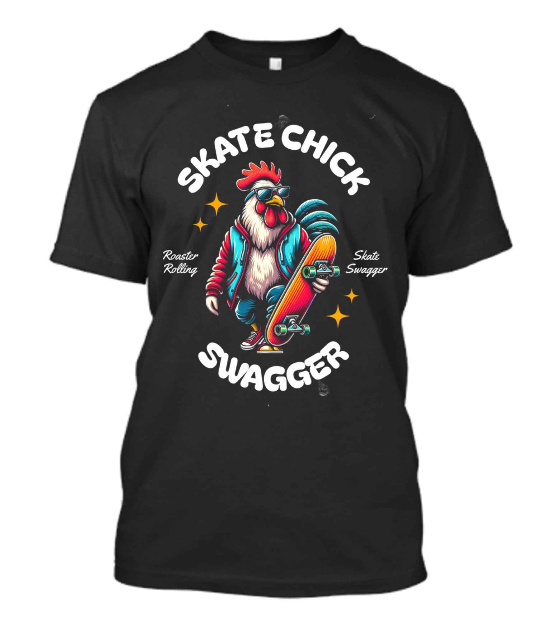 Skate Chick Swagger Rooster Rolling Skate Swagger T-Shirt