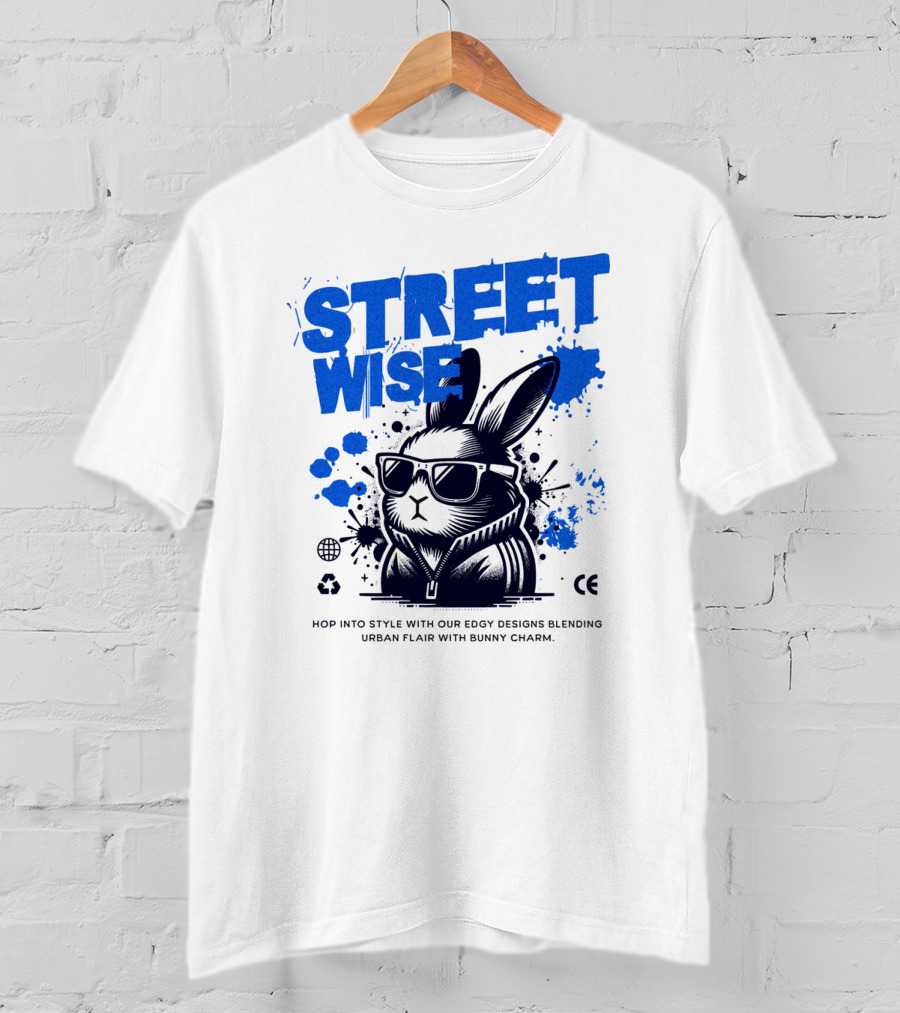 STREET WISE Urban Flair Bunny Charm Hip Hop T-Shirt