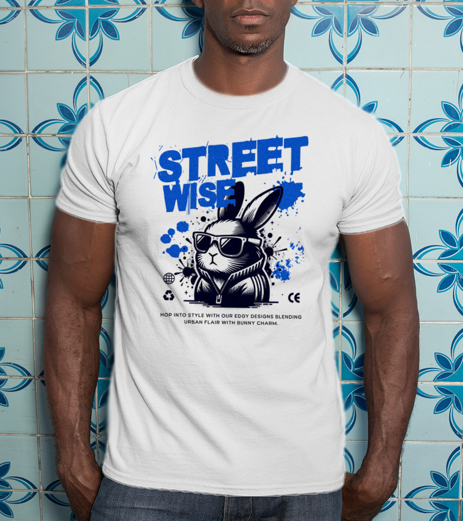 STREET WISE Urban Flair Bunny Charm Hip Hop T-Shirt