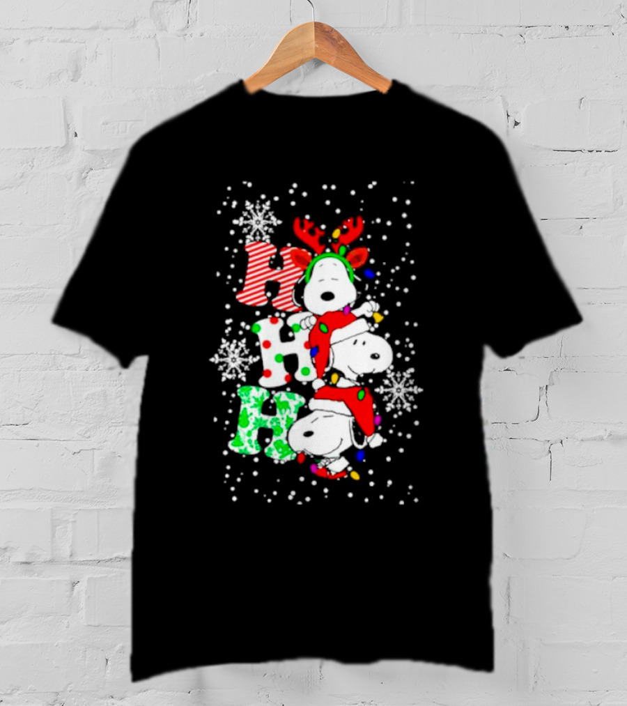 Ho Ho Ho Snoopy Christmas Reindeer Santa Snowflakes T-Shirt