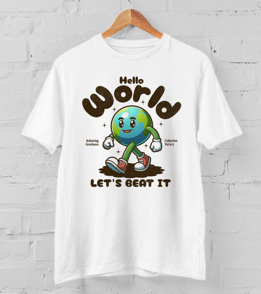 Hello World Earth Walking Let's Beat It T-Shirt