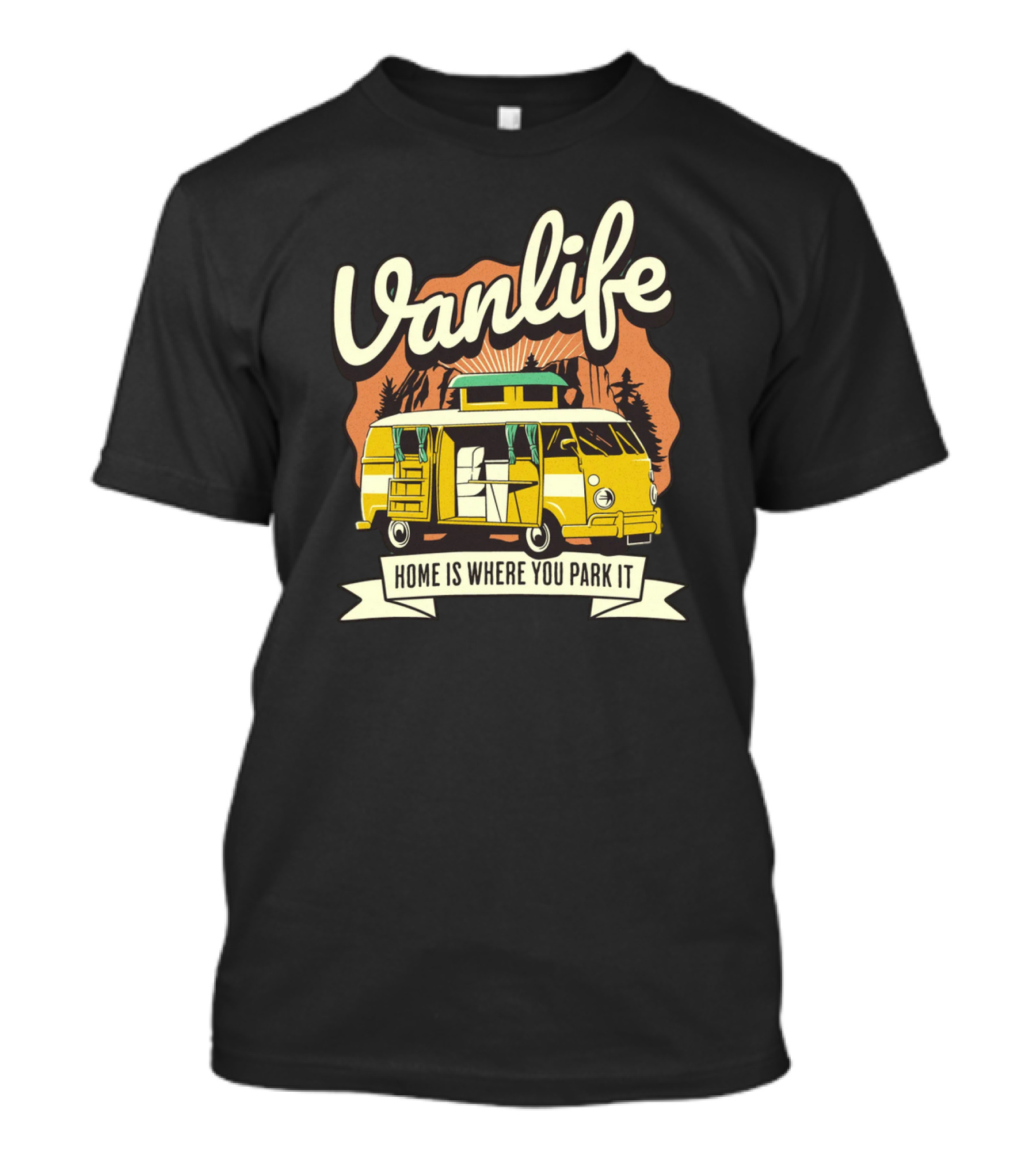 Vanlife Home Is Where You Park It Vintage Camper Adventure T-Shirt