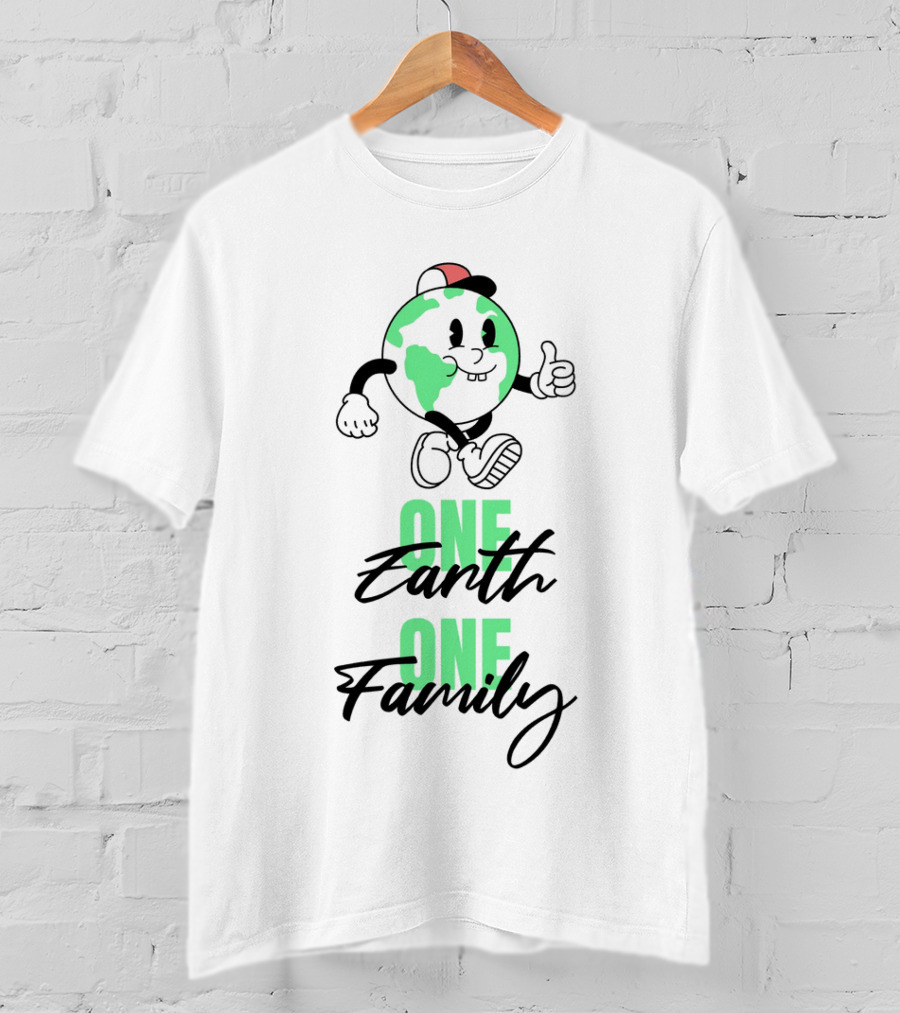ONE EARTH ONE FAMILY Earth Character Thumbs Up T-Shirt