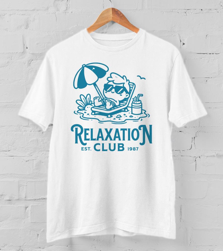 Relaxation Club Est. 1987 Sunglasses Lounge Chair Umbrella Drink T-Shirt