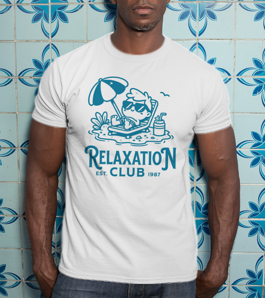 Relaxation Club Est. 1987 Sunglasses Lounge Chair Umbrella Drink T-Shirt