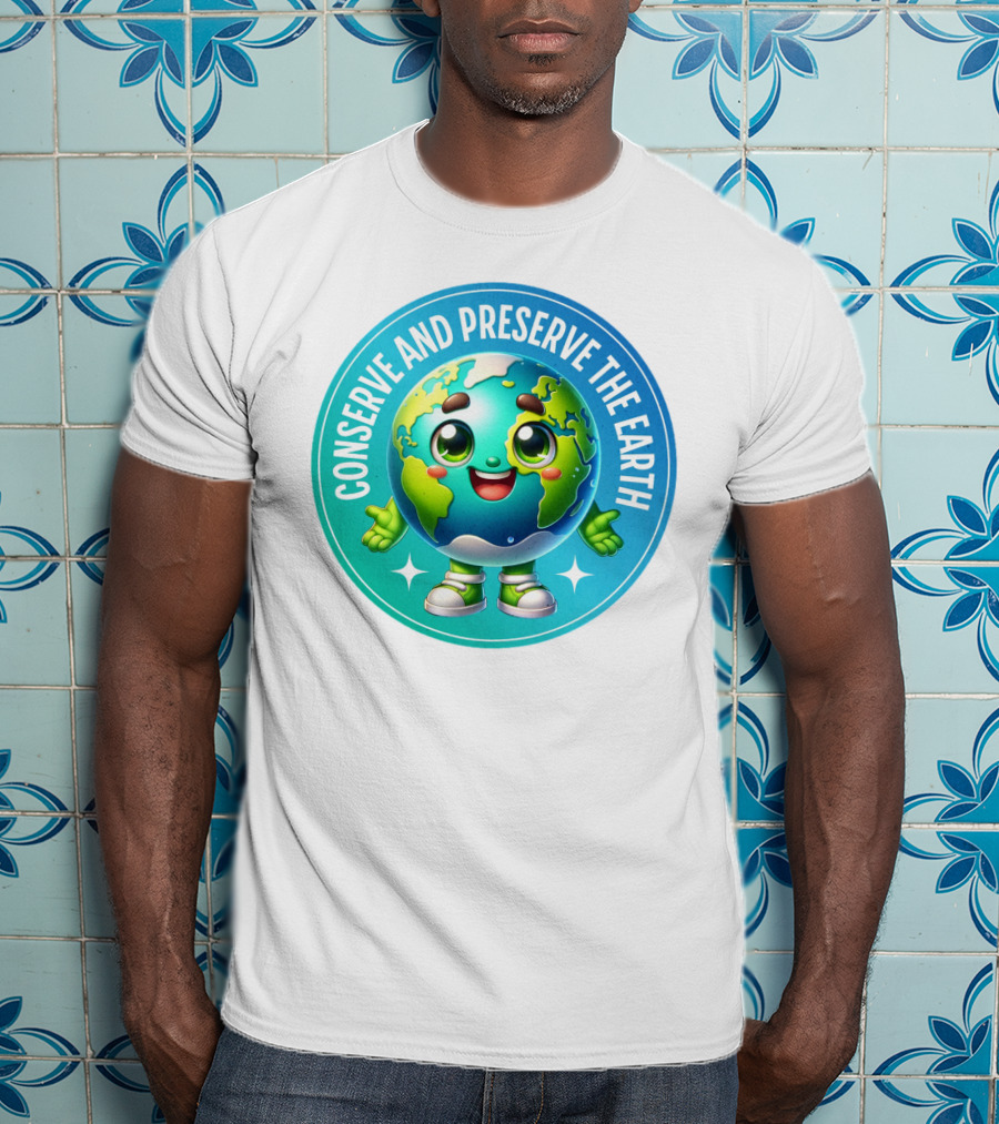 Conserve And Preserve The Earth Retro Earth Day Celebration Mascot T-Shirt
