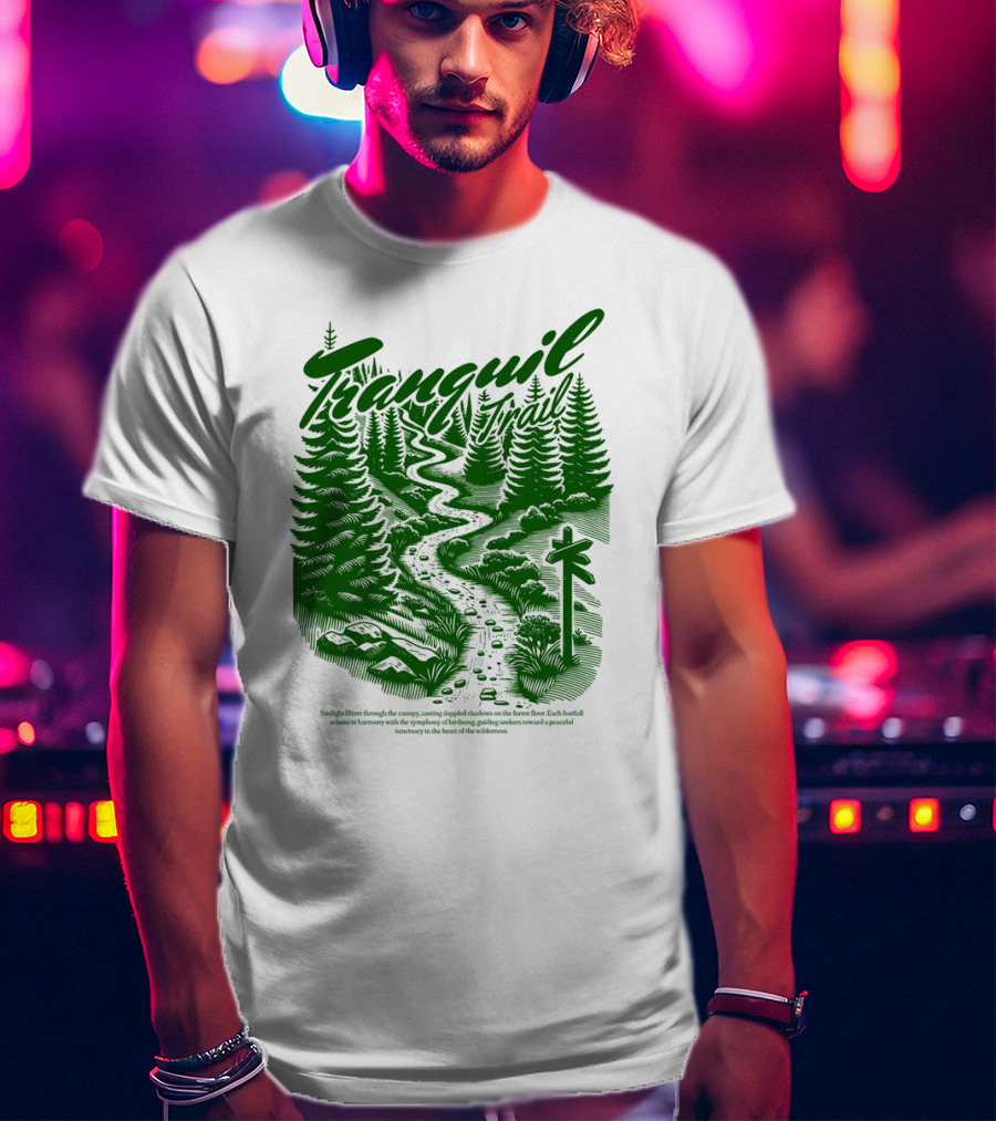 Tranquil Trail Scenic Forest Pathway Journey T-Shirt
