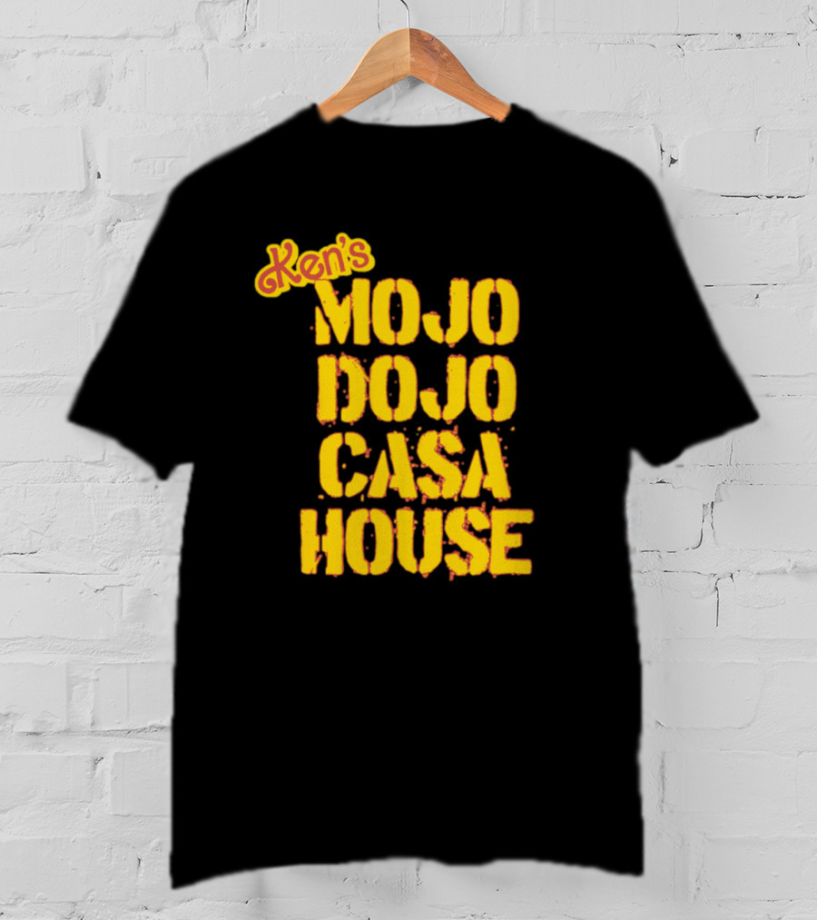 Ken's Mojo Dojo Casa House Yellow Grunge Text T-Shirt