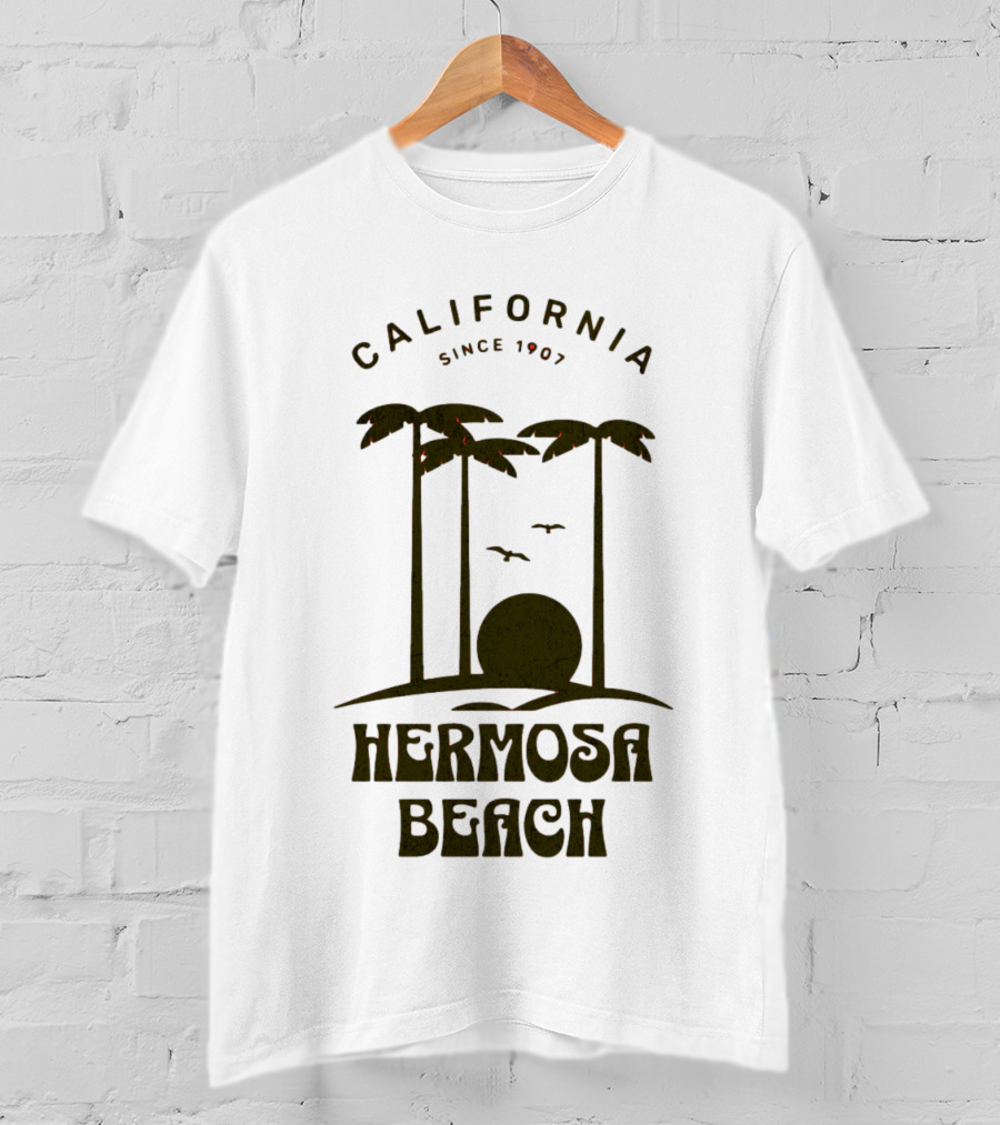 Hermosa Beach California Since 1907 Palm Trees Sunset T-Shirt