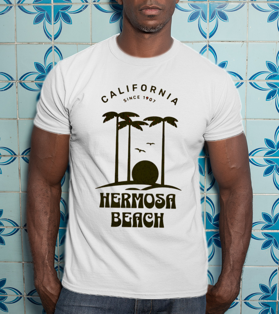 Hermosa Beach California Since 1907 Palm Trees Sunset T-Shirt