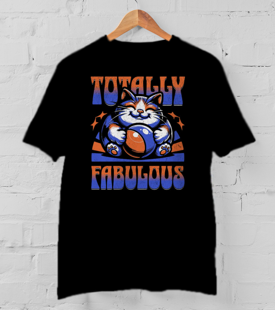Totally Fabulous Cat With Beach Ball And Stars T-Shirt