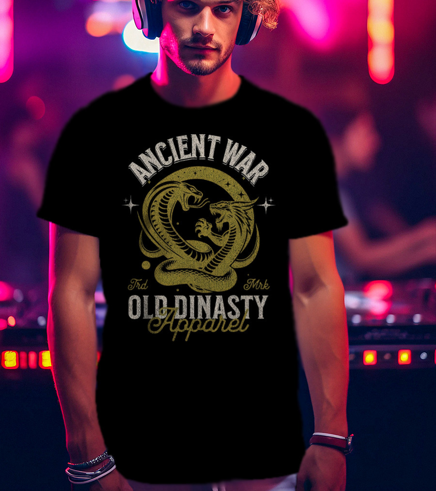 Ancient War Old Dinasty Apparel Dragon And Snake Fighting T-Shirt