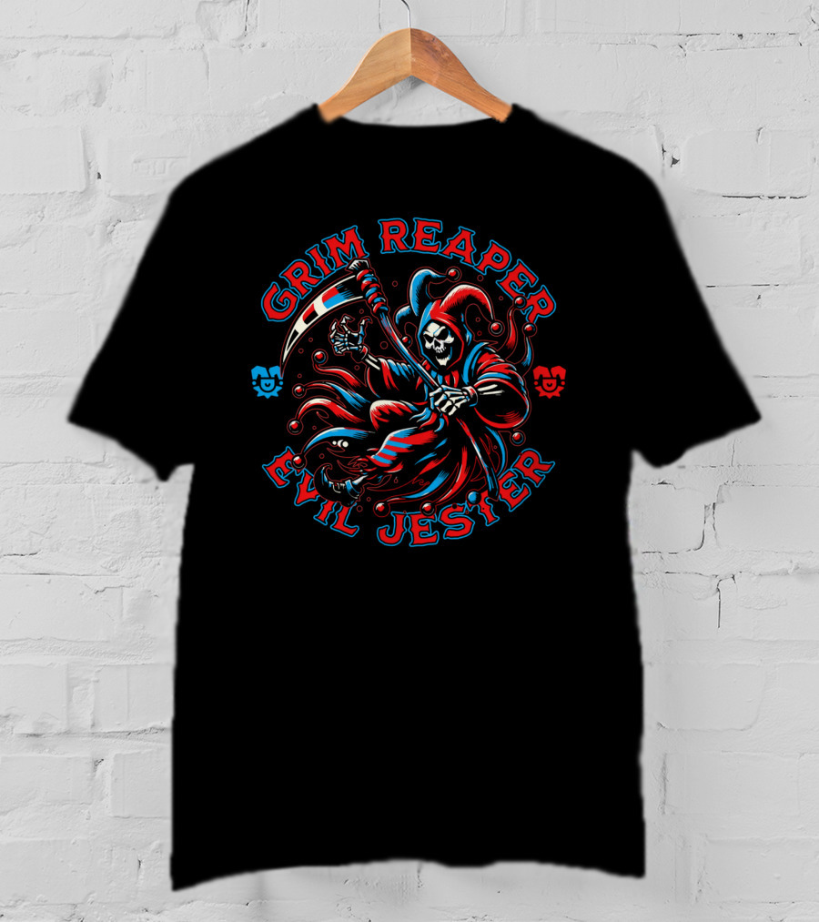 Grim Reaper Evil Jester Horror Clown Death Circus T-Shirt