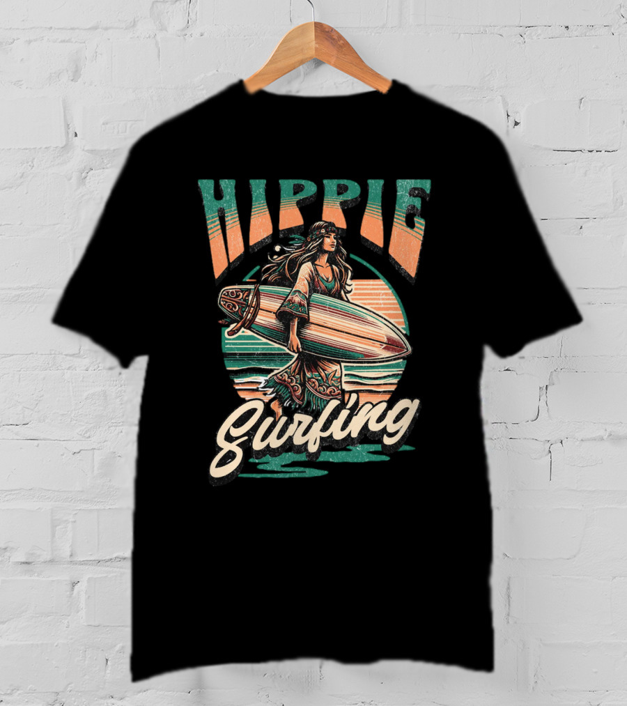 Hippie Surfing Retro Wave Sunset Vibes T-Shirt
