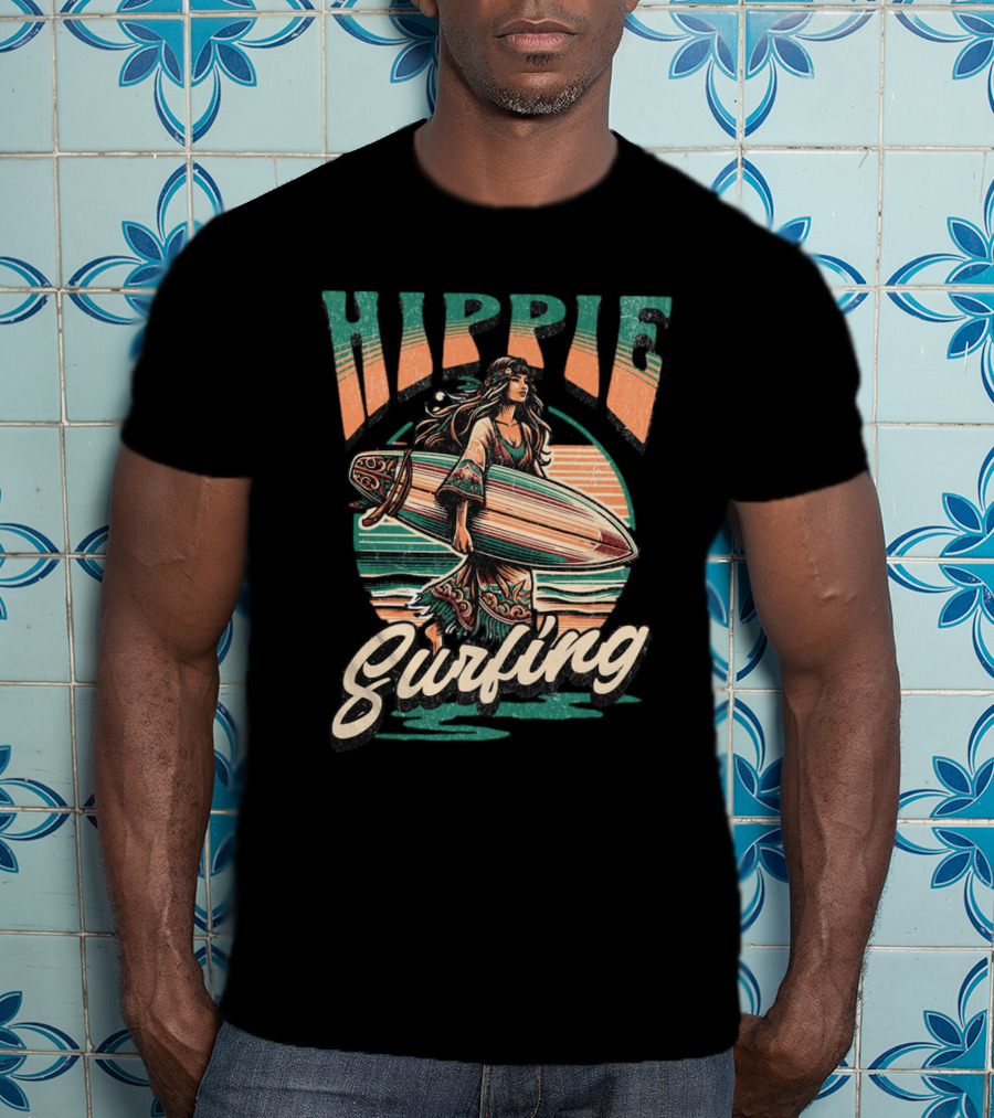 Hippie Surfing Retro Wave Sunset Vibes T-Shirt
