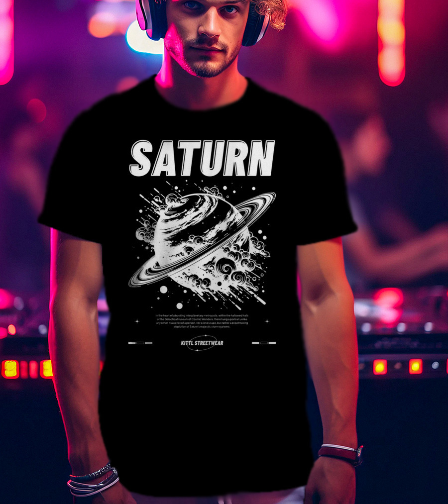 Saturn Kittl Streetwear Y2K Retro Planetary T-Shirt