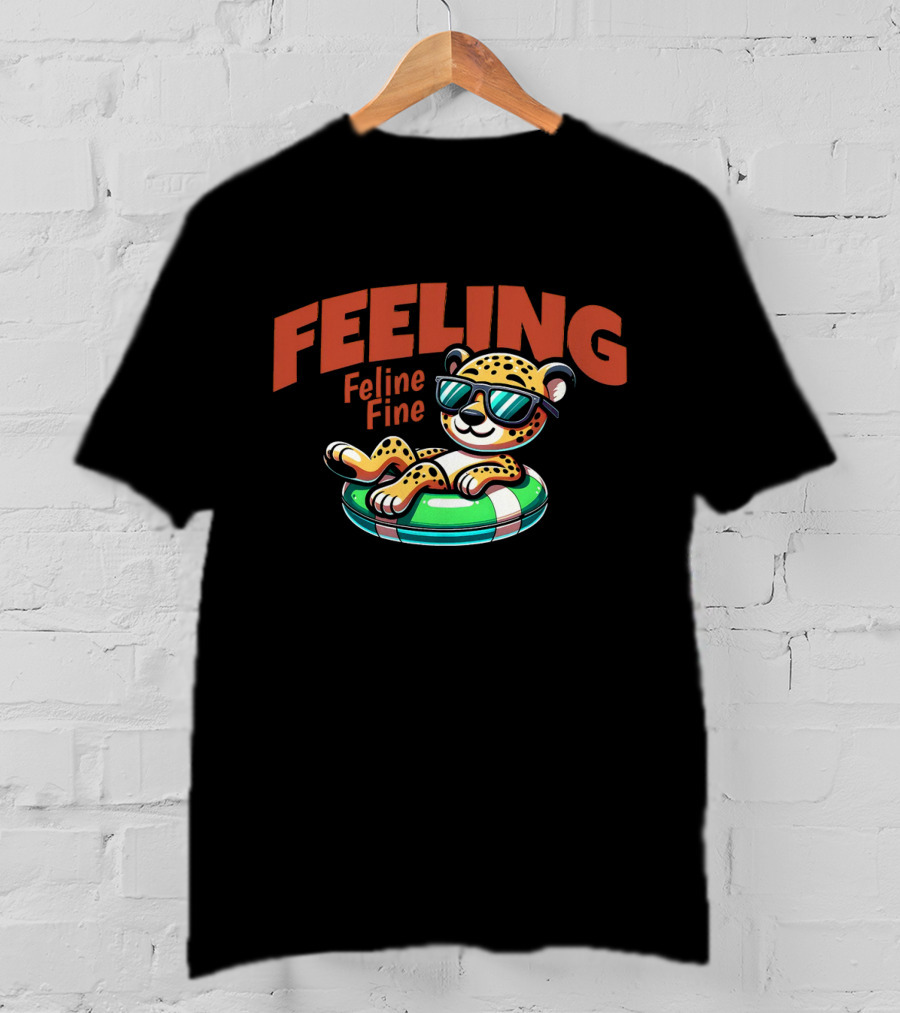 Feeling Feline Fine Leopard With Sunglasses On Pool Float T-Shirt