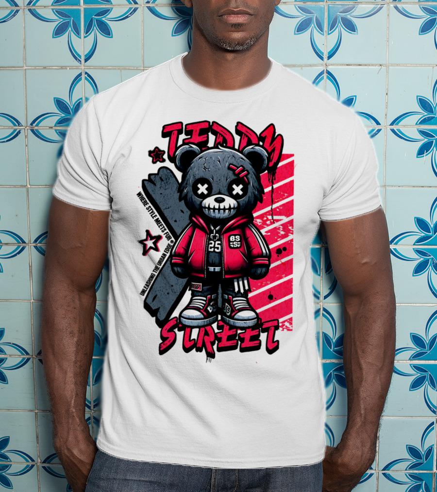 Teddy Street 85 Haunted Teddy Bea With Grunge Style Elements T-Shirt