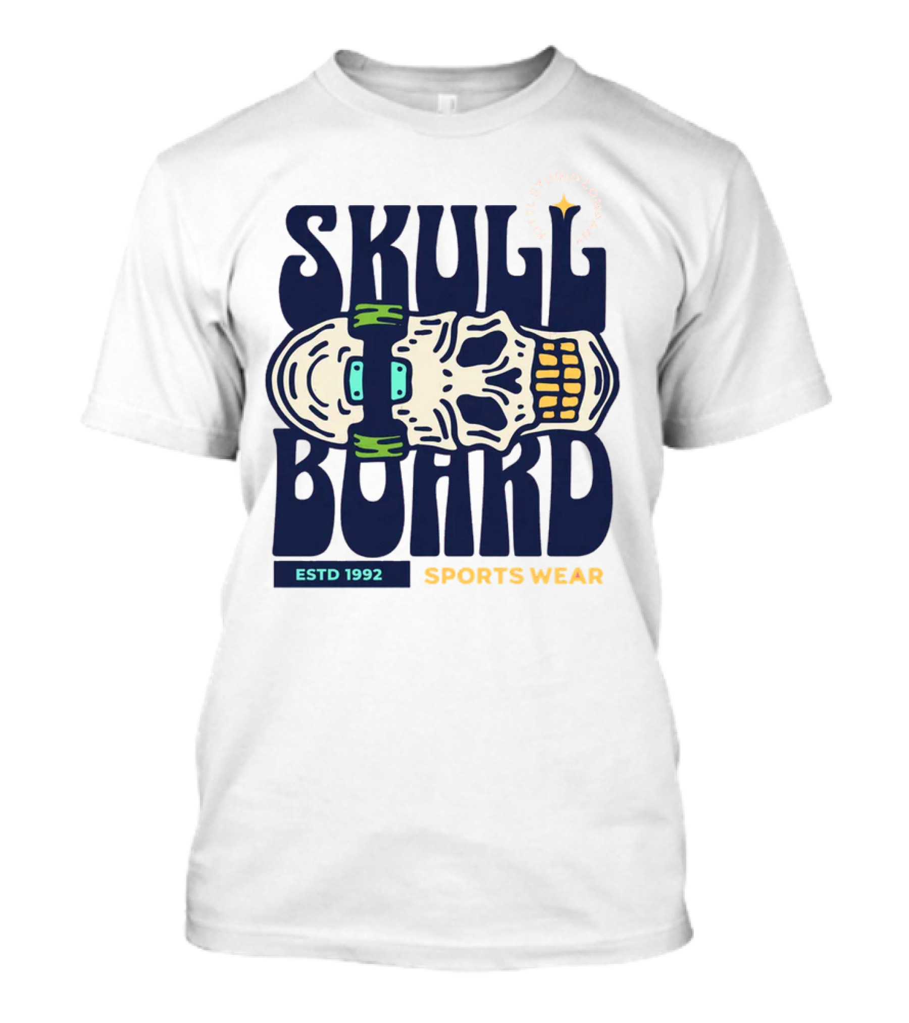 SKULL BOARD ESTD 1992 SPORTS WEAR KTTTL STUDIO COMPANY T-Shirt