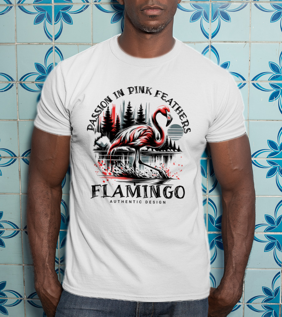 Passion In Pink Feathers Flamingo Authentic T-Shirt