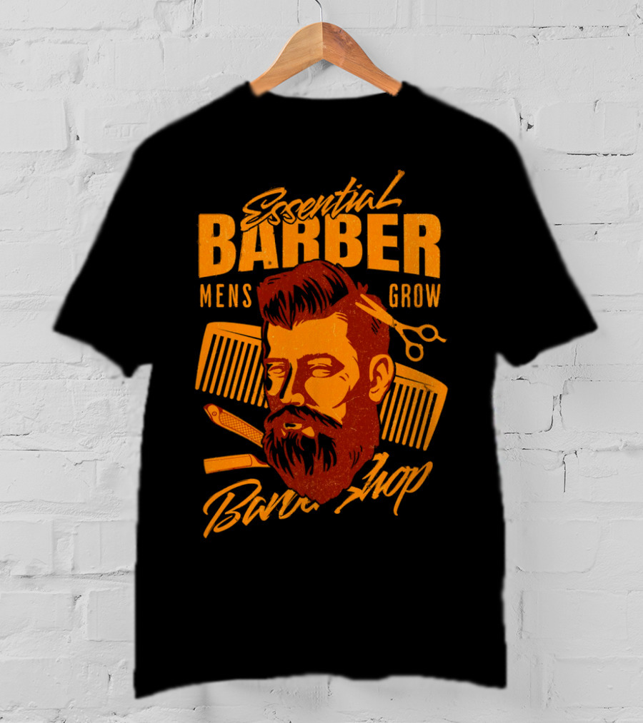 Essential Barber Mens Grow Barber Shop T-Shirt