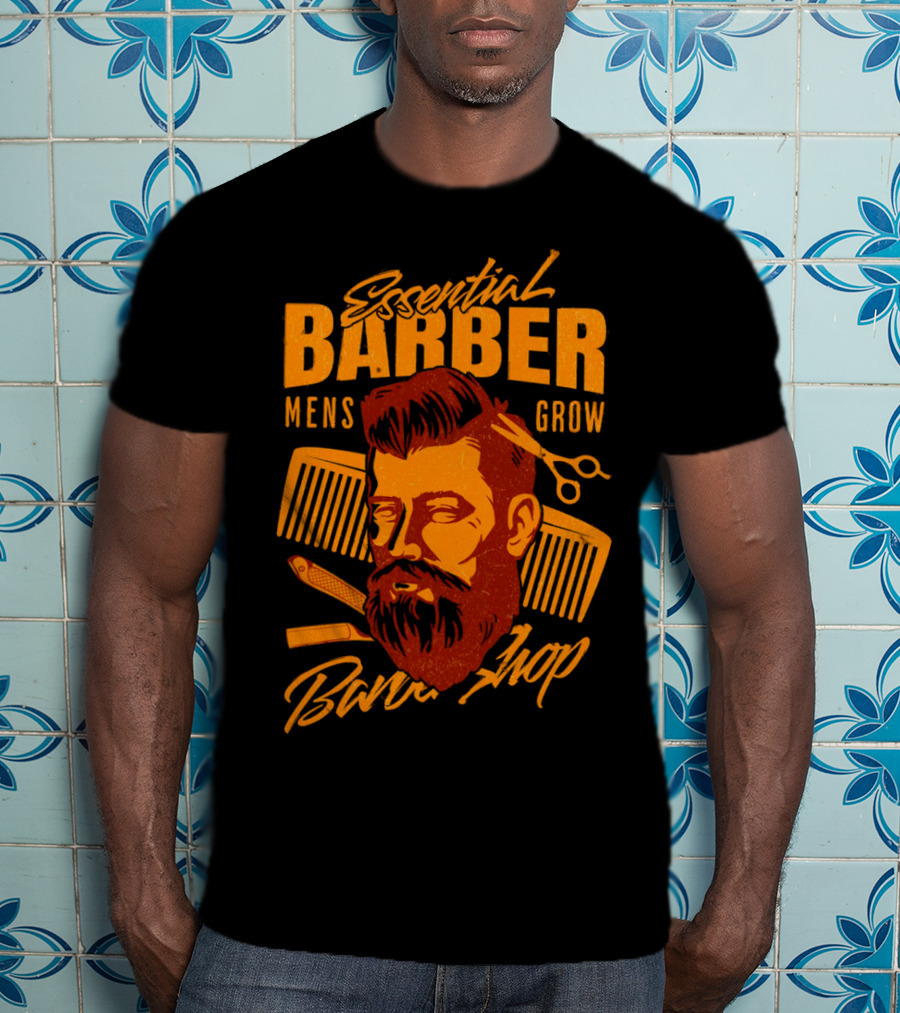 Essential Barber Mens Grow Barber Shop T-Shirt