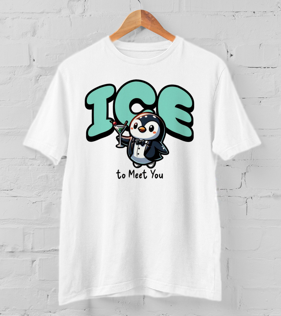 ICE To Meet You Penguin Martini Charm T-Shirt