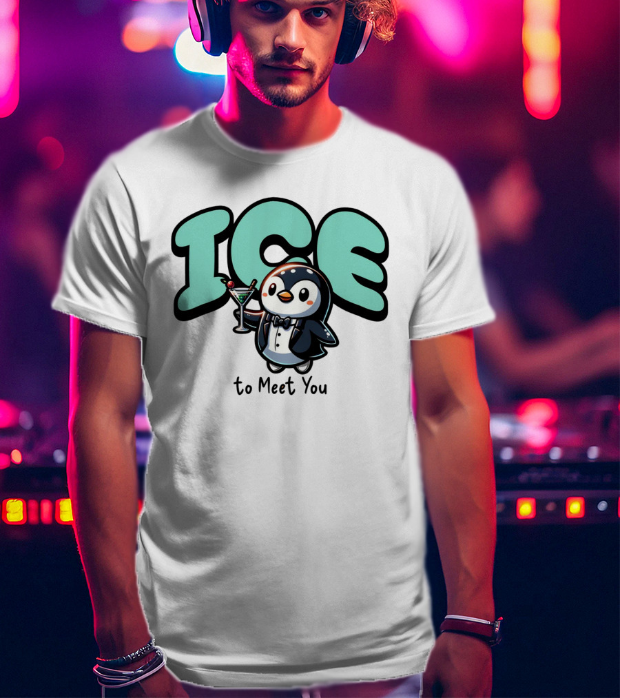 ICE To Meet You Penguin Martini Charm T-Shirt