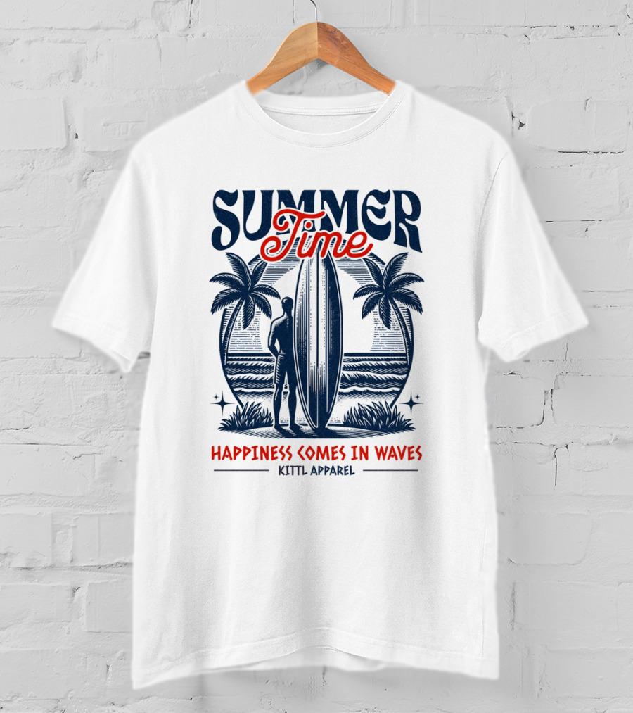 Summer Time Happiness Comes In Waves Kittl T-Shirt
