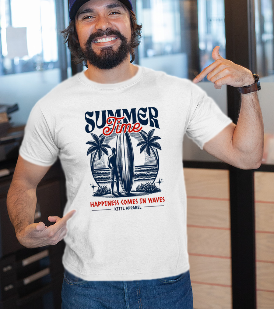 Summer Time Happiness Comes In Waves Kittl T-Shirt