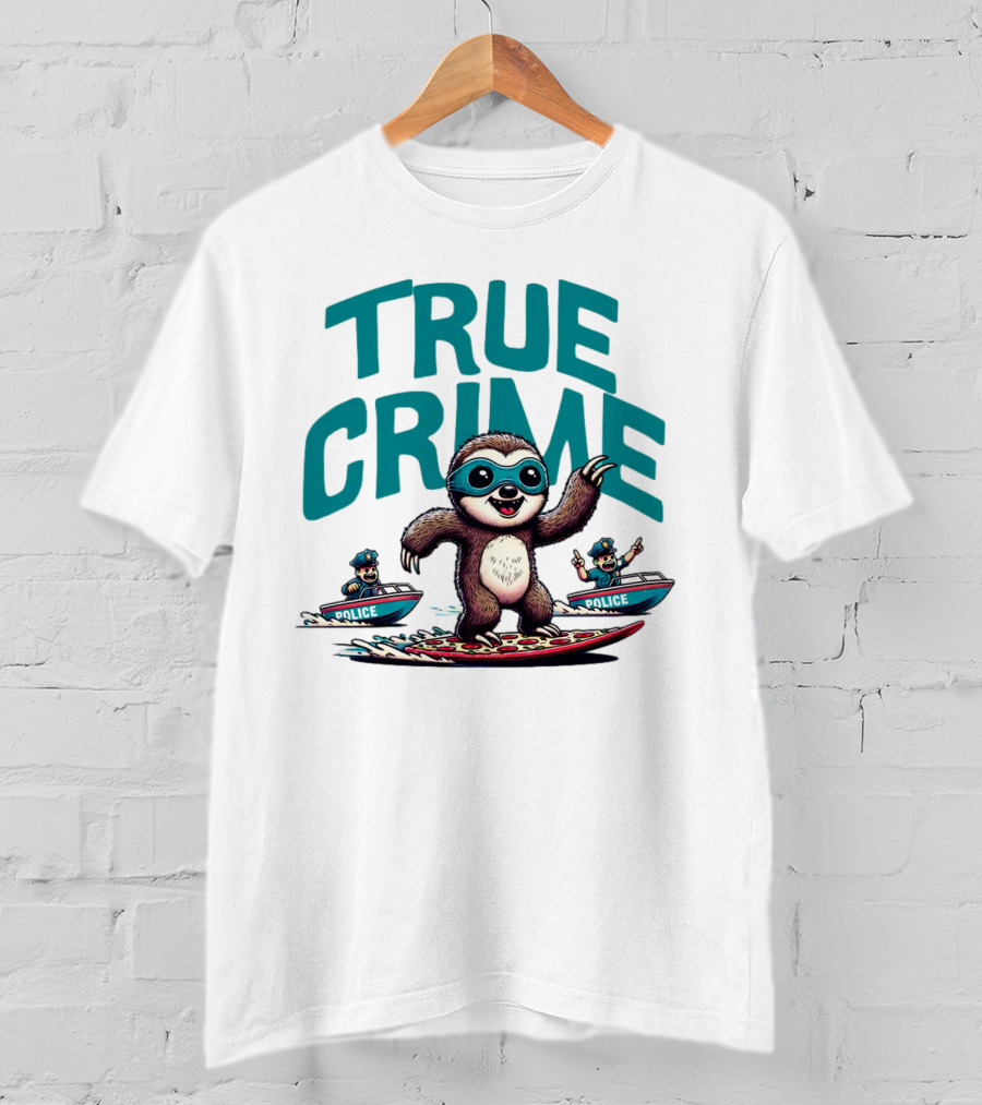 True Crime Sloth Surfing Police Chase T-Shirt