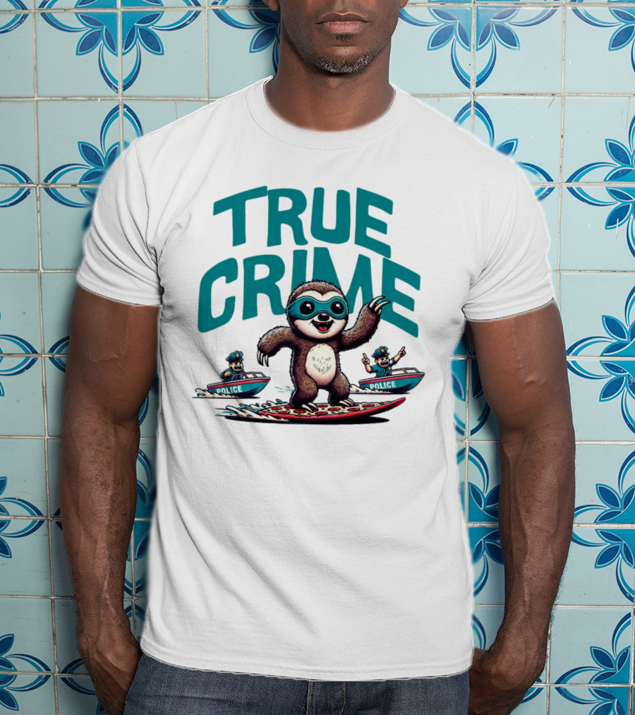 True Crime Sloth Surfing Police Chase T-Shirt