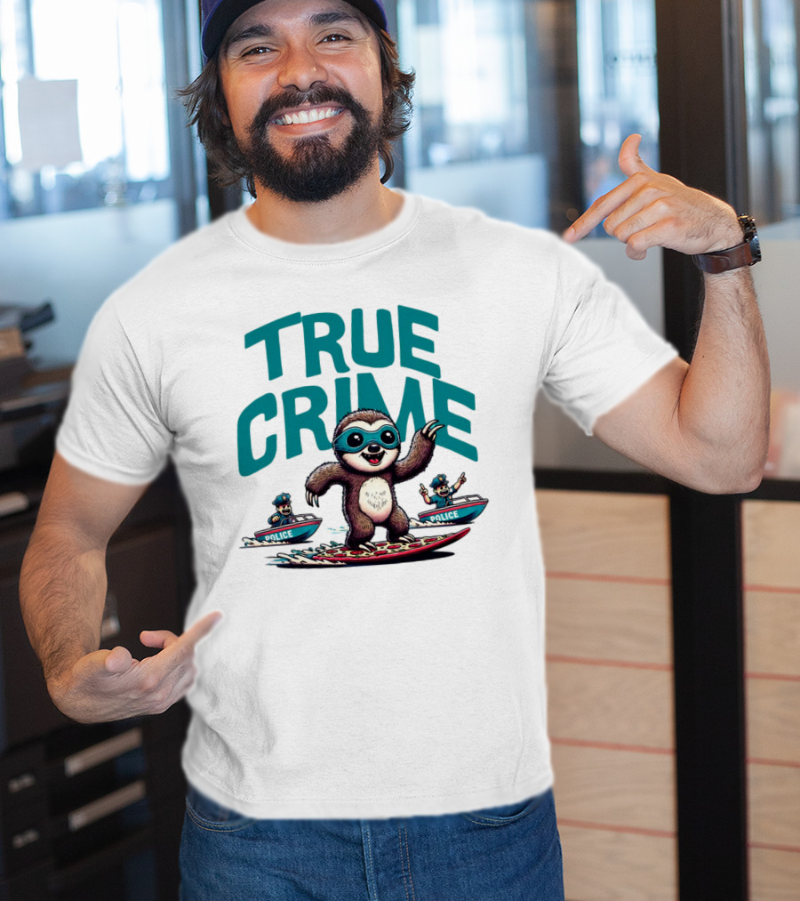 True Crime Sloth Surfing Police Chase T-Shirt