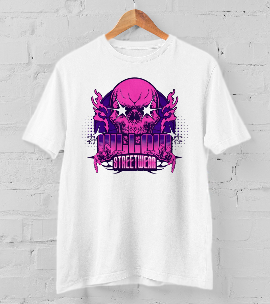 Villain Streetwear Skull Flames Urban Gothic Aesthetic T-Shirt