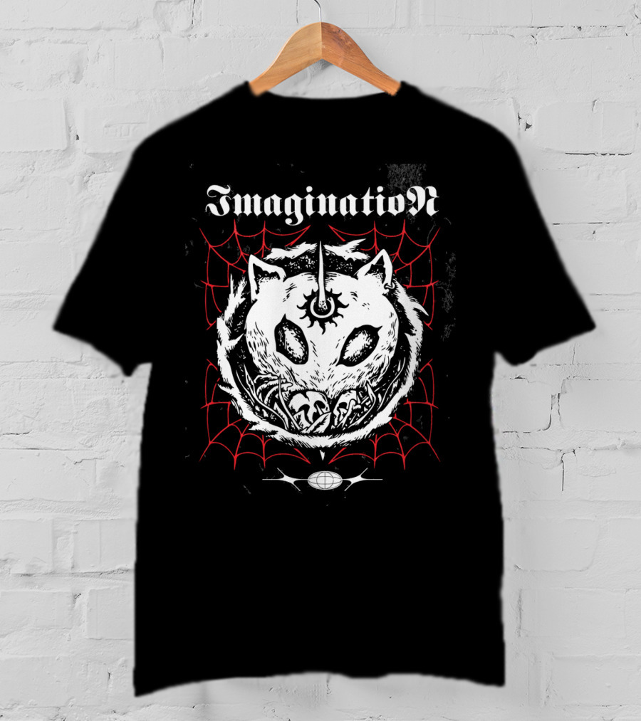 Imagination Fantasy Beast With Unicorn Horn And Spider Webs T-Shirt