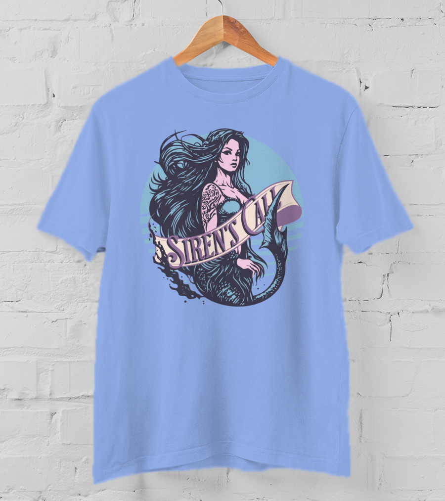 Siren's Call Mermaid Tattoo Ocean Waves T-Shirt