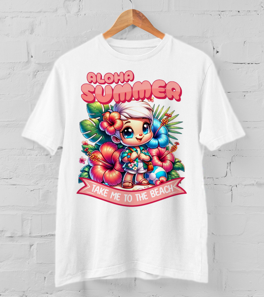 Aloha Summer Take Me To The Beach Hawaiian Tropical Cartoon T-Shirt