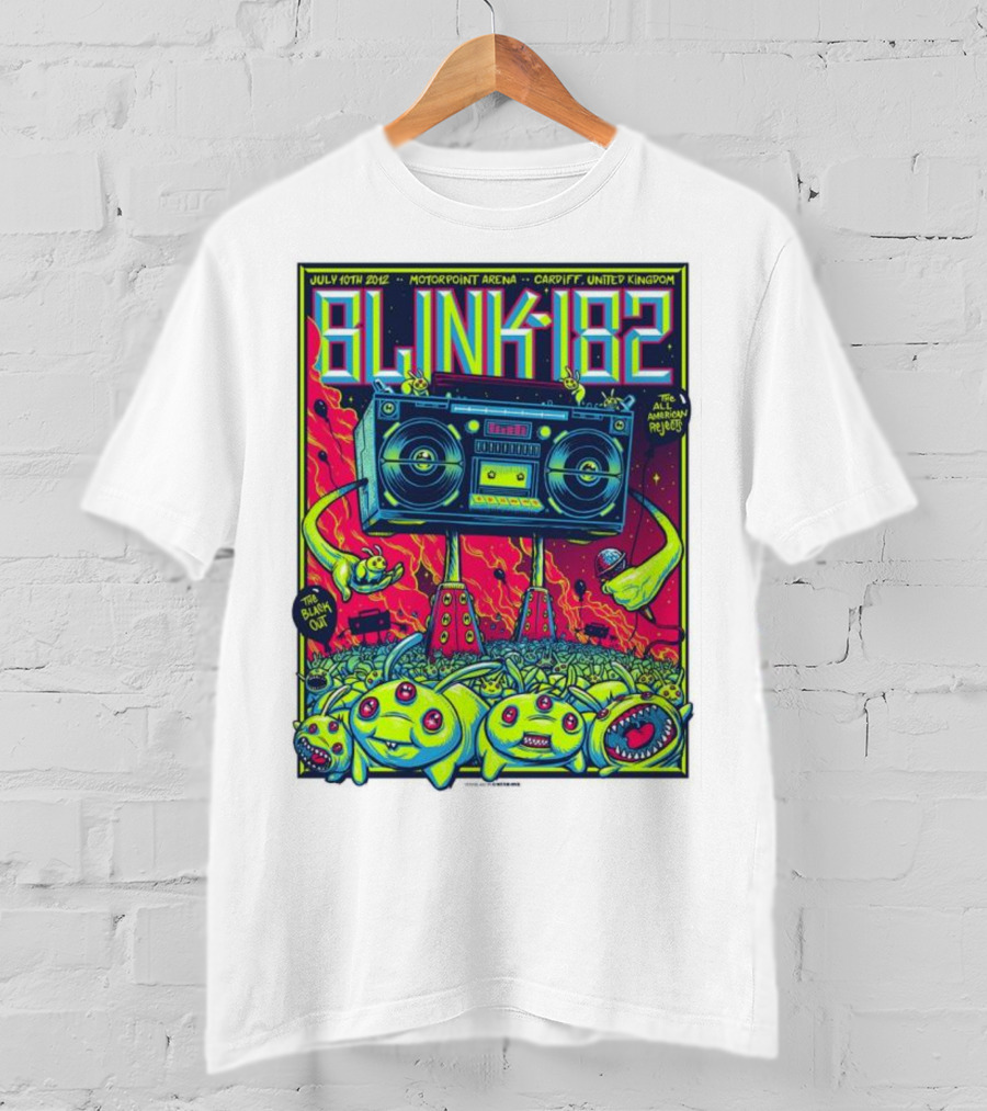 Blink-182 July 10th 2012 Motorpoint Arena Cardiff United Kingdom Boombox Alien Creature T-Shirt