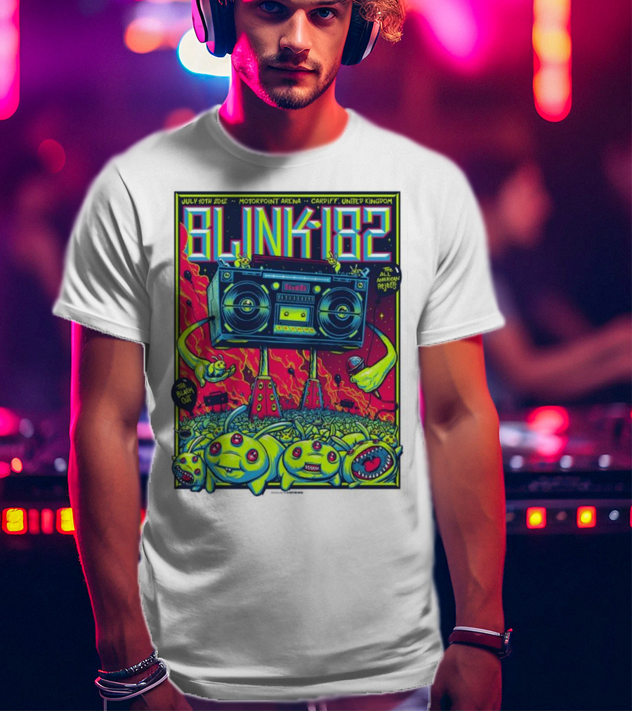 Blink-182 July 10th 2012 Motorpoint Arena Cardiff United Kingdom Boombox Alien Creature T-Shirt