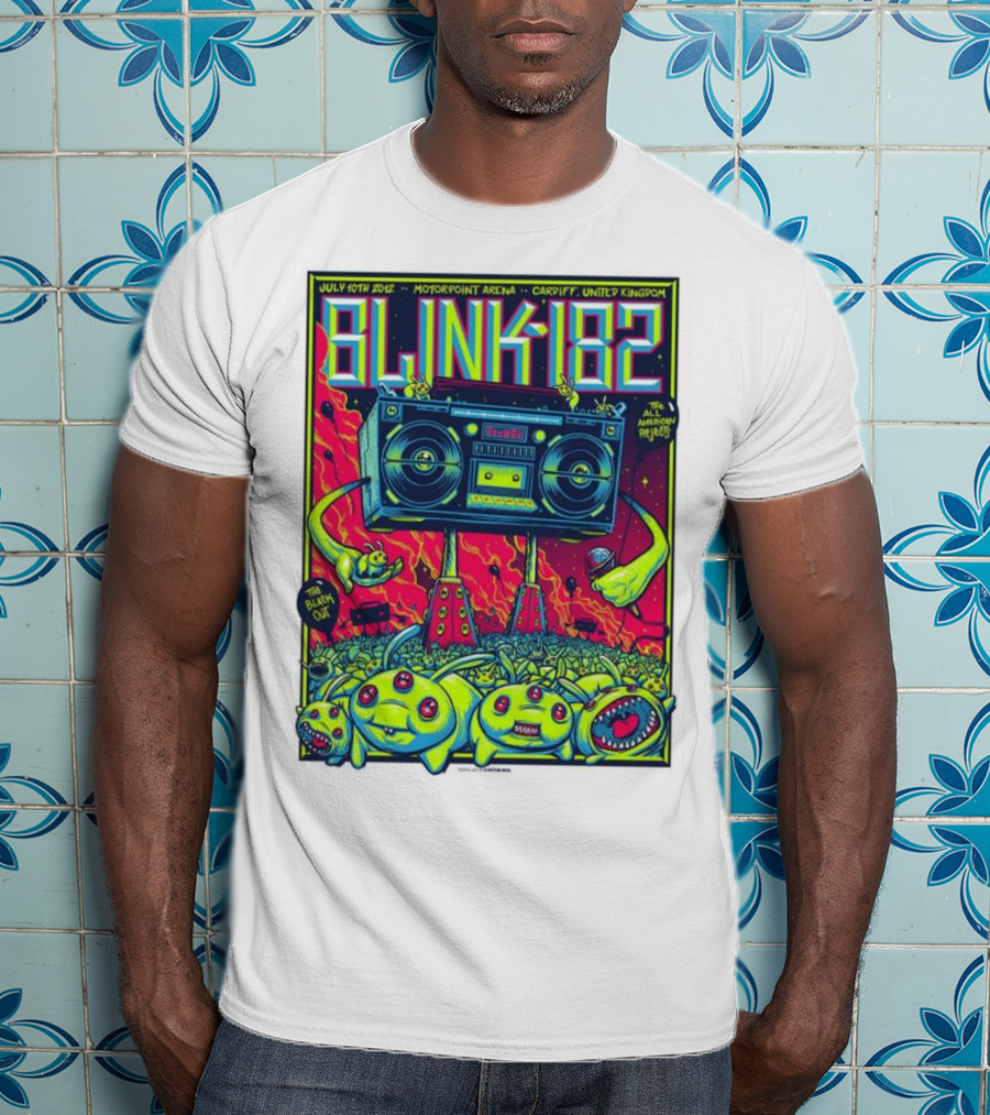 Blink-182 July 10th 2012 Motorpoint Arena Cardiff United Kingdom Boombox Alien Creature T-Shirt