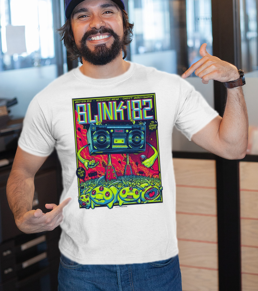 Blink-182 July 10th 2012 Motorpoint Arena Cardiff United Kingdom Boombox Alien Creature T-Shirt