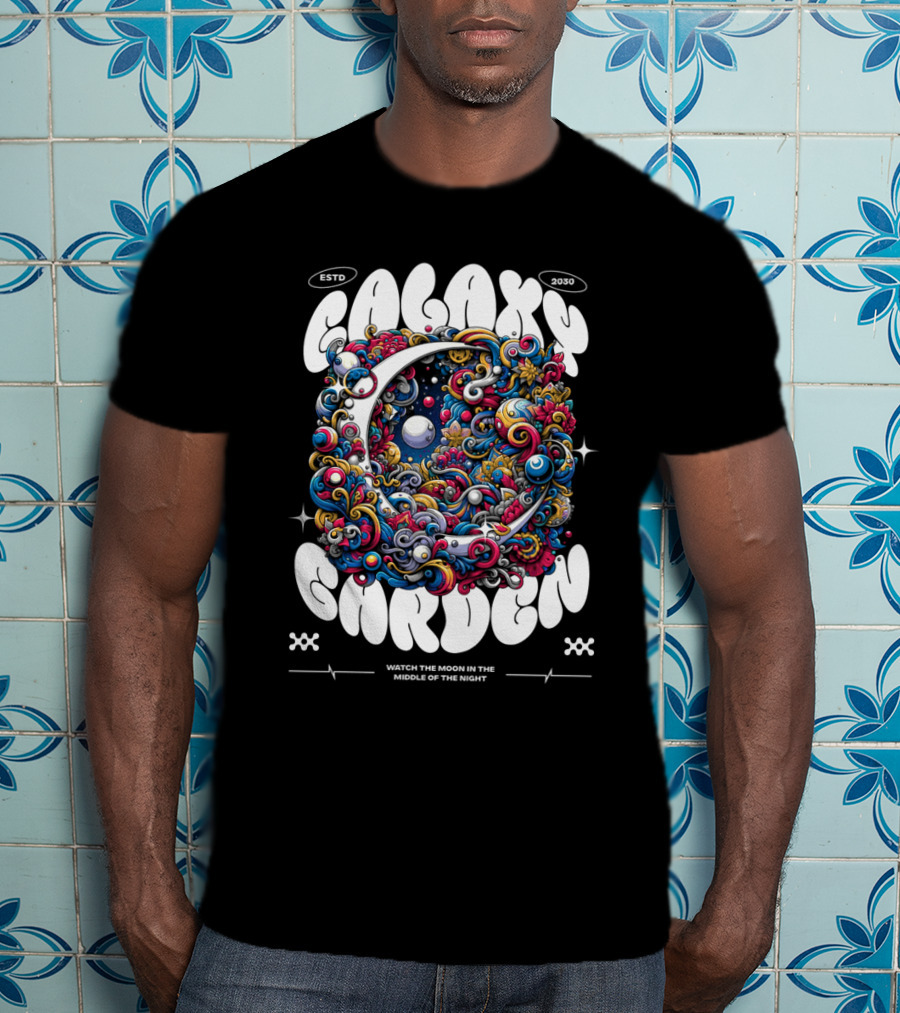 GALAXY GARDEN WATCH THE MOON IN THE MIDDLE OF THE NIGHT ESTD 2030 T-Shirt