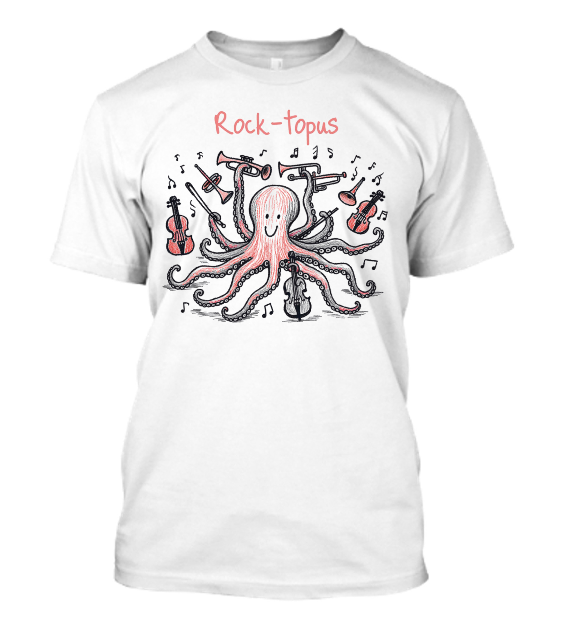 Rock-Topus Musical Octopus With Instruments And Notes T-Shirt